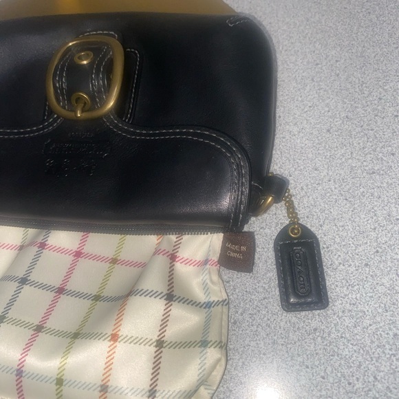 Coach Vintage Bleeker Black Leather Tattersall Wristlet EUC